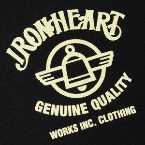 Iron Heart IHT-2603 Loopwheeled Print TShirt Black close up front print