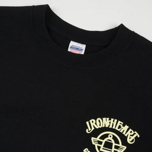 Iron Heart IHT-2603 Loopwheeled Print TShirt Black detail crewneck