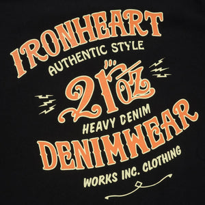 Iron Heart IHT-2603 Loopwheeled Print TShirt Black close up backprint