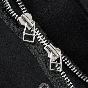 Iron Heart 21oz Melton Wool M65 Field Jacket Black IHM49BLK close up YKK 2way zipper