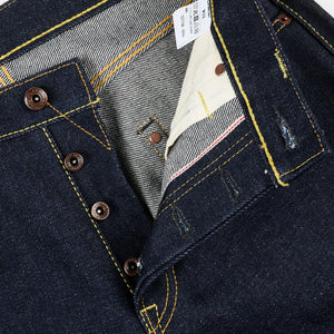 Iron Heart 634S 21oz Ultra Heavy Raw Selvedge Jeans Classic Straight close up button fly