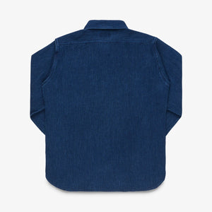 Iron Heart 5oz Waffle Work Shirt Indigo IHSH96 backside flat