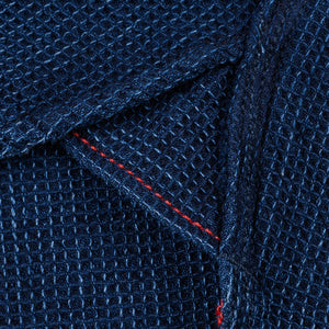Iron Heart 5oz Waffle Work Shirt Indigo IHSH96 close up side gusset