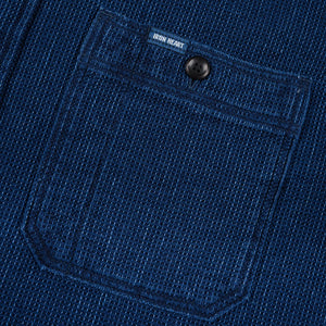 Iron Heart 5oz Waffle Work Shirt Indigo IHSH96 detail front pocket