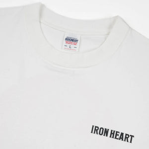 Iron Heart Samurai 7oz Loopwheeled TShirt White IHT634 close up crew neck