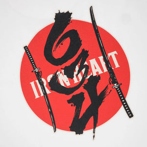 Iron Heart Samurai 7oz Loopwheeled TShirt White IHT634 close up backprint