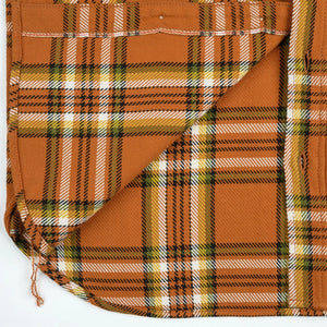 Iron Heart 9oz Selvedge Flannel Check Work Shirt Orange IHSH442 detail fabric inside