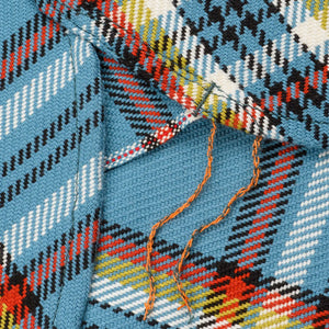 Iron Heart 9oz Selvedge Flannel Check Work Shirt Sax Blue IHSH442 close up selvedge gusset