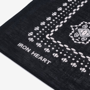 Iron Heart “Bell” Paisley Selvedge Bandana – Black