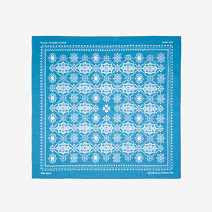 Iron Heart “Bell” Paisley Selvedge Bandana – Turquoise Blue