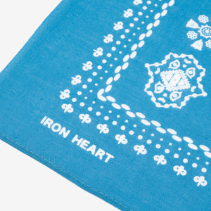 Iron Heart “Bell” Paisley Selvedge Bandana – Turquoise Blue