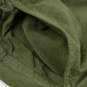 Iron Heart Cotton Easy Shorts Olive IH729 close up side pocket