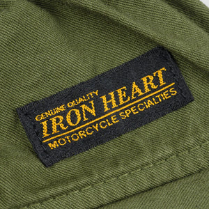 Iron Heart Cotton Easy Shorts Olive IH729 detail woven logo tab