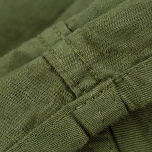 Iron Heart Cotton Easy Shorts Olive IH729 close up seam