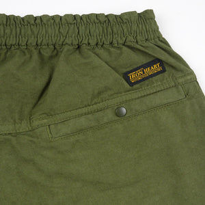 Iron Heart Cotton Easy Shorts Olive IH729 detail backside rear pocket