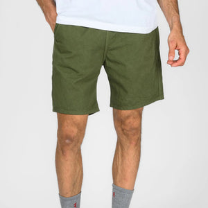 Iron Heart Cotton Easy Shorts Olive IH729 worn front