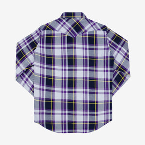 Iron Heart 9oz American Check Selvedge Flannel Western Shirt – Purple / IHSH-390