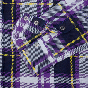 Iron Heart 9oz American Check Selvedge Flannel Western Shirt – Purple / IHSH-390