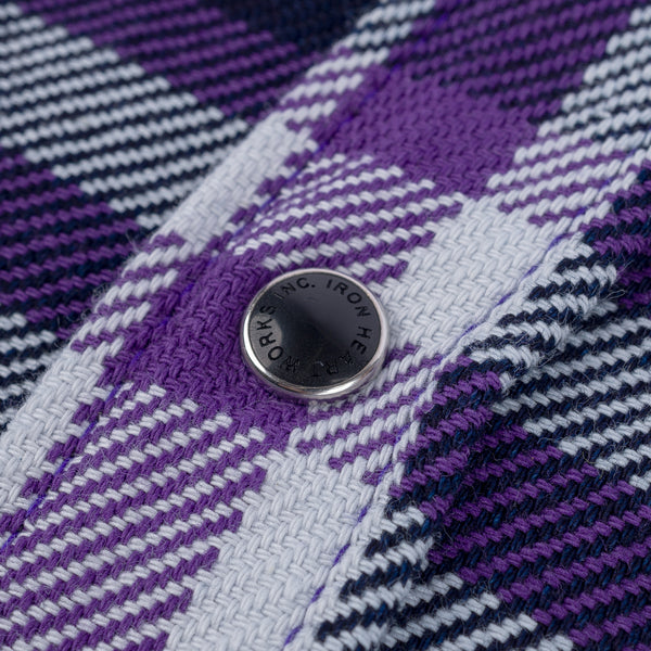 Iron Heart 9oz American Check Selvedge Flannel Western Shirt – Purple / IHSH-390