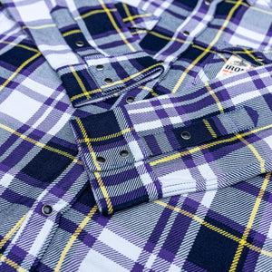 Iron Heart 9oz American Check Selvedge Flannel Western Shirt – Purple / IHSH-390