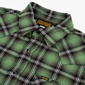 Iron Heart 12oz Ultra Heavy Flannel Check Western Shirt – IHSH-405 / Green