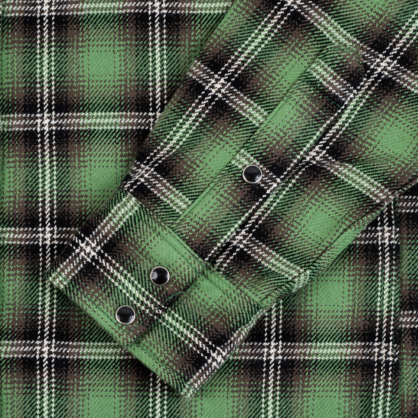 Iron Heart 12oz Ultra Heavy Flannel Check Western Shirt – IHSH-405 / Green