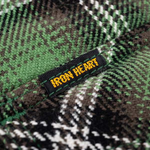 Iron Heart 12oz Ultra Heavy Flannel Check Western Shirt – IHSH-405 / Green