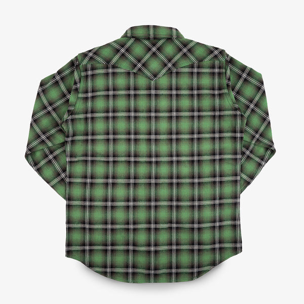 Iron Heart 12oz Ultra Heavy Flannel Check Western Shirt – IHSH-405 / Green