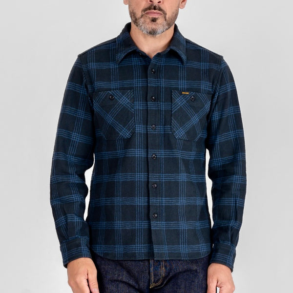 Iron Heart 12oz Slubby Ultra Heavy Flannel Work Shirt - IHSH-408 / Black