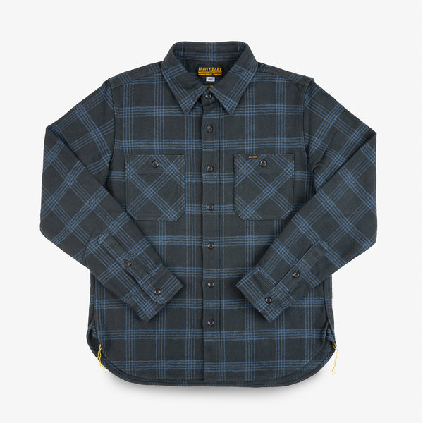 Iron Heart 12oz Slubby Ultra Heavy Flannel Work Shirt - IHSH-408 / Black