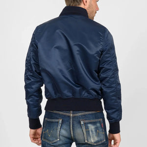 Iron Heart 5oz Nylon Type L2B Flight Jacket Navy IHM50 worn backside
