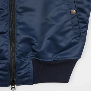 Iron Heart 5oz Nylon Type L2B Flight Jacket Navy IHM50 detail knitted hem