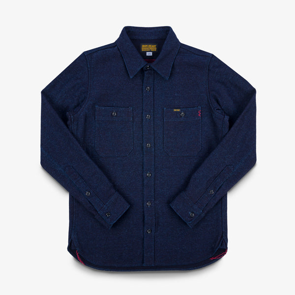 Iron Heart 21oz Sashiko Work Shirt - IHSH-397 / Indigo Dyed