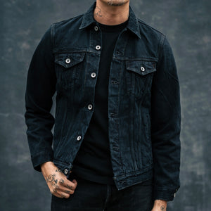 Iron Heart 16oz Slubby Selvedge Denim Modified Type III Jacket – Black Overdyed / IH-526J-SLBod