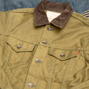 Iron Heart 12 ounce Whipcord Modified Type 3 Jacket IH-526 Olive Drab Green collar