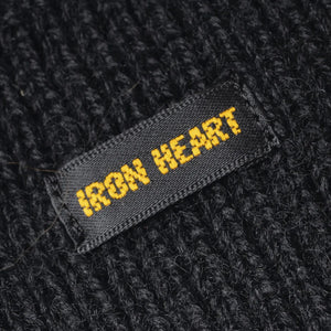 Iron Heart Wool Ribbed Beanie Black IHG080 detail logo tag