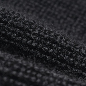 Iron Heart Wool Ribbed Beanie Black IHG080 detail wool knit