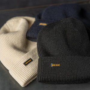 Iron Heart Wool Ribbed Beanie Navy Black White IHG080