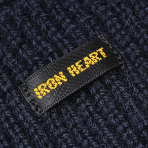 Iron Heart Wool Ribbed Beanie Navy IHG080 detail logo tag