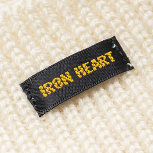 Iron Heart Wool Ribbed Beanie White IHG080 detail logo tag