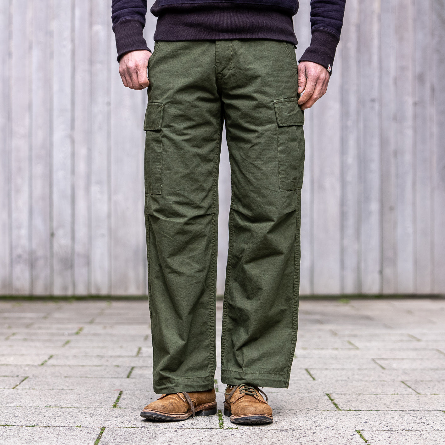 Orslow 6 Pocket Cargo Fatigue Pants Olive Ripstop - Made in Japan