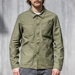 Japan Blue Modern Military Back Sateen Coverall Jacket – Olive