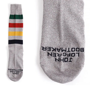 John Lofgren Boot Socks Frontier Striped Pack of 2 grey sock detail toe