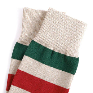 John Lofgren Boot Socks Frontier Striped Pack of 2 detail cuff ecru pair