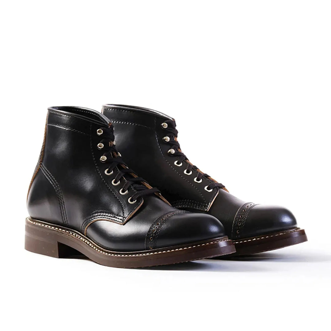 John Lofgren Combat Boots Black Horween Chromexcel Leather pair semi profile