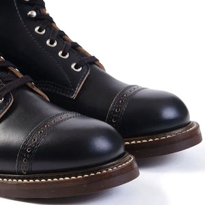 John Lofgren Combat Boots Black Horween Chromexcel Leather detail toe cap