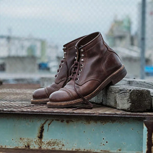 John Lofgren Combat Boots Timber Horween Chromexcel Leather pair lifestyle image