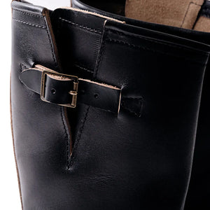 John Lofgren Wabash Engineer Boots Black Horween Chromexcel detail buckle