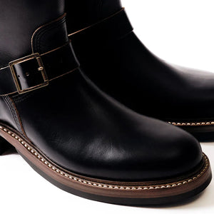 John Lofgren Wabash Engineer Boots Black Horween Chromexcel close up buckle