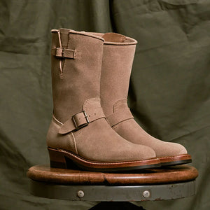 John Lofgren Wabash Engineer Boots Natural Roughout Horween Chromexcel pair lifestyle